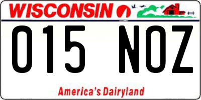 WI license plate 015NOZ