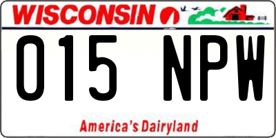 WI license plate 015NPW