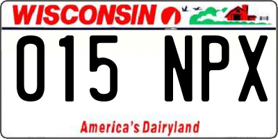 WI license plate 015NPX