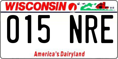 WI license plate 015NRE