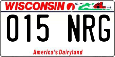 WI license plate 015NRG