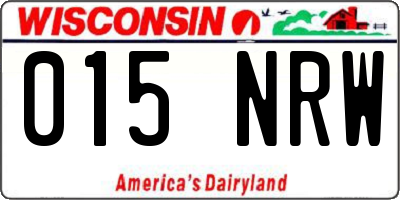 WI license plate 015NRW