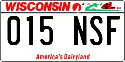 WI license plate 015NSF
