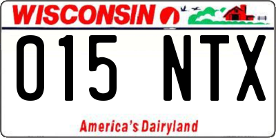 WI license plate 015NTX