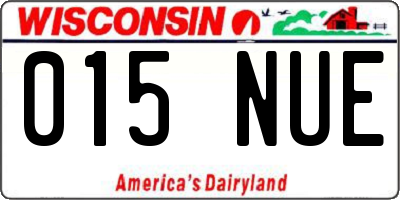 WI license plate 015NUE