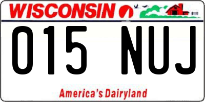WI license plate 015NUJ