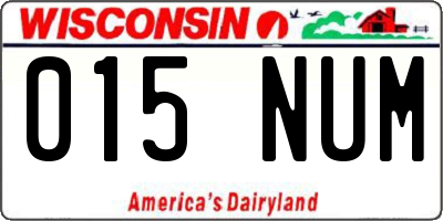 WI license plate 015NUM