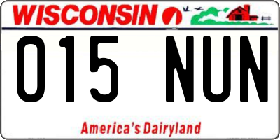 WI license plate 015NUN