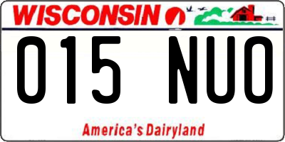 WI license plate 015NUO