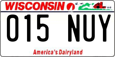 WI license plate 015NUY