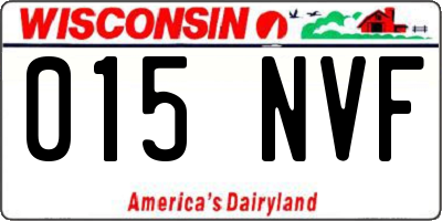 WI license plate 015NVF