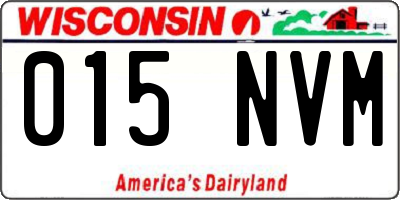 WI license plate 015NVM