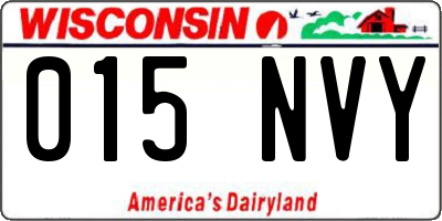 WI license plate 015NVY