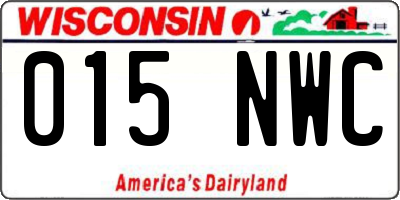 WI license plate 015NWC