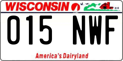 WI license plate 015NWF