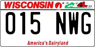 WI license plate 015NWG