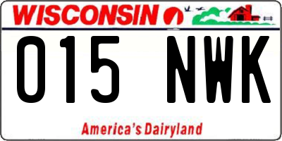 WI license plate 015NWK