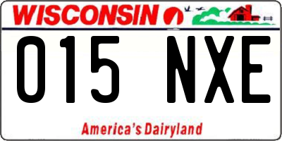 WI license plate 015NXE