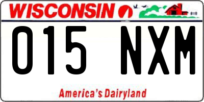 WI license plate 015NXM