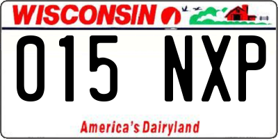 WI license plate 015NXP
