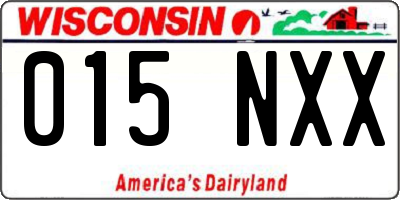 WI license plate 015NXX