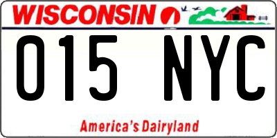 WI license plate 015NYC