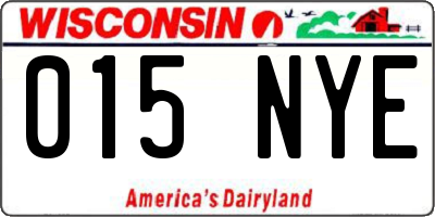 WI license plate 015NYE