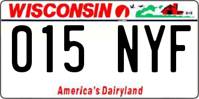 WI license plate 015NYF