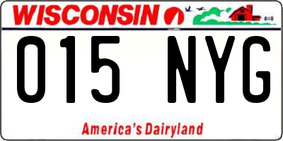 WI license plate 015NYG