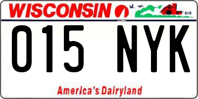 WI license plate 015NYK