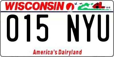 WI license plate 015NYU