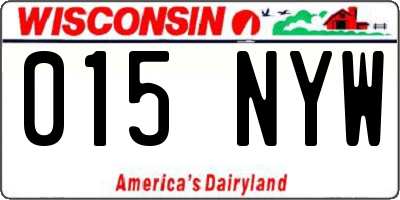 WI license plate 015NYW