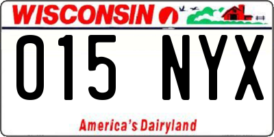 WI license plate 015NYX