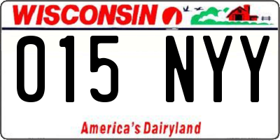 WI license plate 015NYY