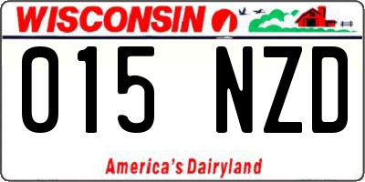 WI license plate 015NZD