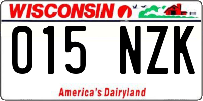 WI license plate 015NZK
