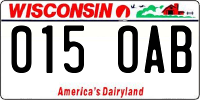 WI license plate 015OAB