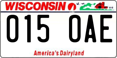 WI license plate 015OAE