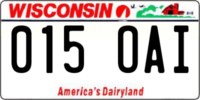 WI license plate 015OAI