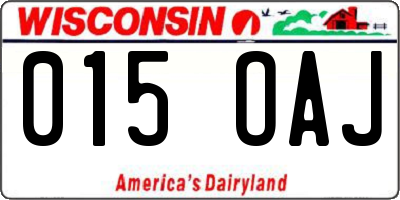 WI license plate 015OAJ
