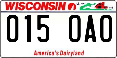 WI license plate 015OAO