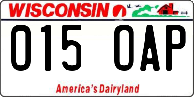 WI license plate 015OAP