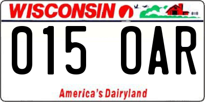 WI license plate 015OAR