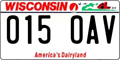 WI license plate 015OAV
