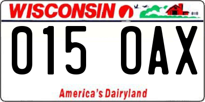 WI license plate 015OAX