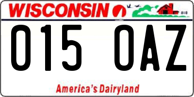 WI license plate 015OAZ