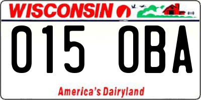 WI license plate 015OBA