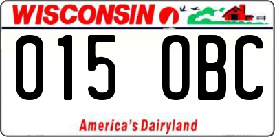 WI license plate 015OBC