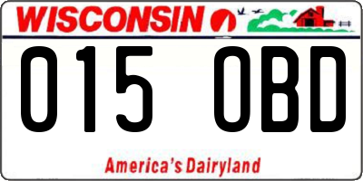 WI license plate 015OBD