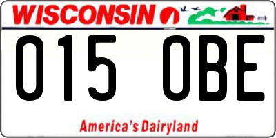 WI license plate 015OBE